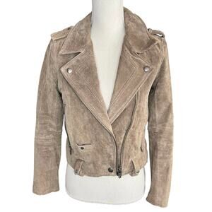 Blank NYC Taupe Suede Moto Jacket Classic Biker Style timeless size small